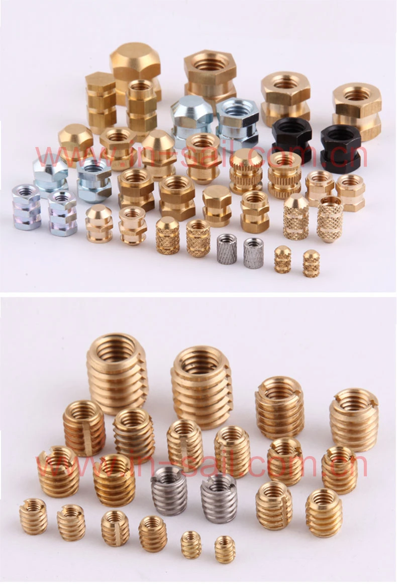 Opposite Angled Helical Knurl Brass Inserts for Thermoplastic